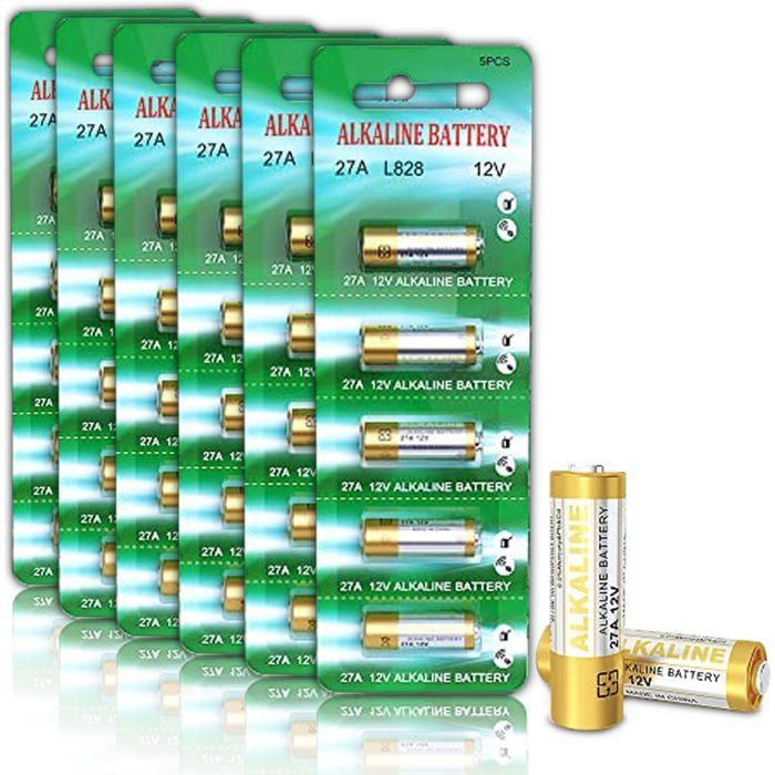 Lot de 30 piles alcalines 27 A 12 V A27S MN27 L828 A27 12 V