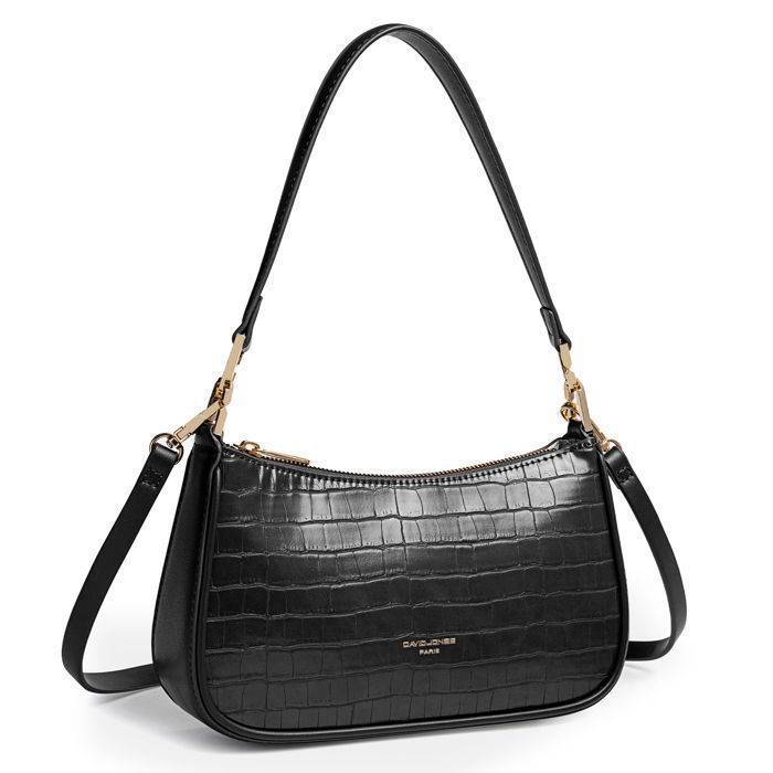 David Jones - Petit Sac Bandoulière Crocodile Cuir PU Femme - Noir