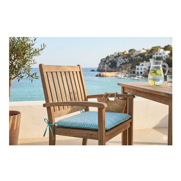 Galette de chaise bleu 38x38 cm motif graphique Galette de chaise bleu 38x38 cm motif graphique