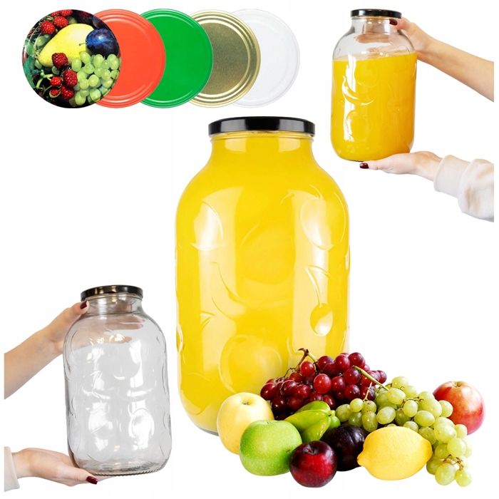 Bocal en verre 5 l pour conserves liqueurs et bouchon.
