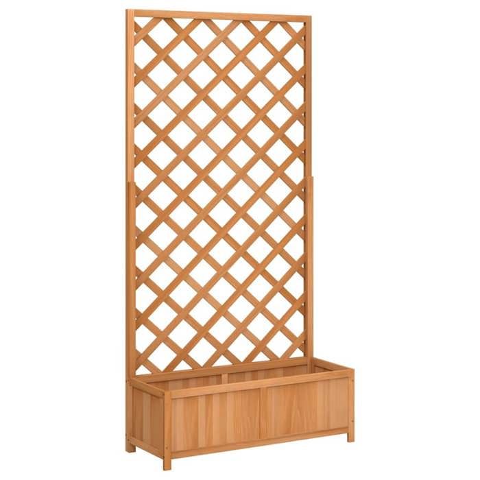 VIDAXL Jardinière avec treillis marron bois massif de sapin - (90x35x180 cm) BONNE2016
