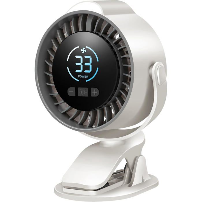 Ventilateur - Mini ventilateur - Ventilateur à pince rechargeable avec 100 vitesses - Ventilateur portable à pince avec veilleuse...