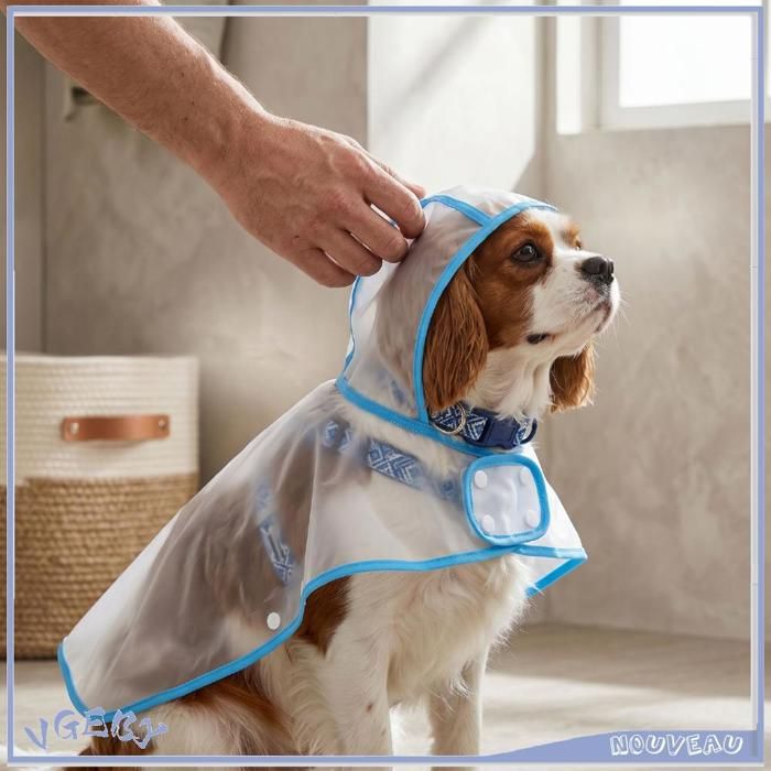 Duokon Veste de pluie pour chien Manteau imperméable pour chien animalerie blouson Imperméable bleu pour animaux de compagnie S