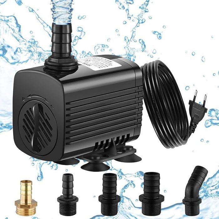 Pompe a Eau 30W 2500L/H Pompe Aquarium Ultra Silencieux Pompe Bassin avec 1.9m Câble 5 Buses Pompe Eau Submersible Pour Fontaines