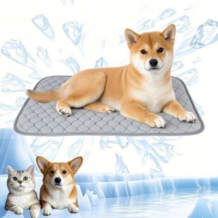 Tapis rafraîchissant auto-activé pour chien/chat – 70x55 cm idéal maison & voyage – Gris
