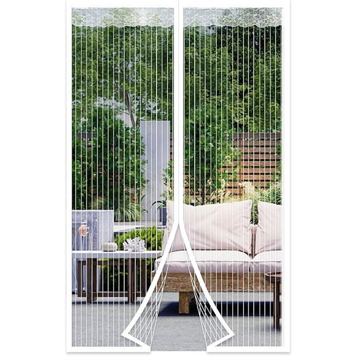 Moustiquaire Porte Magnétique - Anti Mouches Tendance - Rideau aimanté 120x220cm adhésif - Intérieur - Blanc