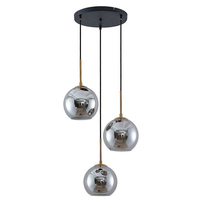 Lindby Suspension Jurian à intensité variable (Moderne) en Gris Verre e. a. pour Salon & Salle manger (à 3 lampes E27) Luminaire Lindby Suspension Jurian à intensité variable (Moderne) en Gris Verre e. a. pour Salon & Salle manger (à 3 lampes E27) Luminaire