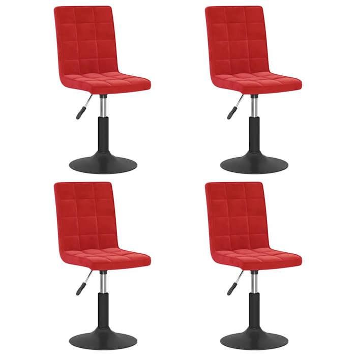 Lot de 4 Chaises de salle à manger - Sièges à Dîner - Maximum 110 kg - Velours - Rouge bordeaux - Pivotante 360°- 40x52x(78-93) cm &