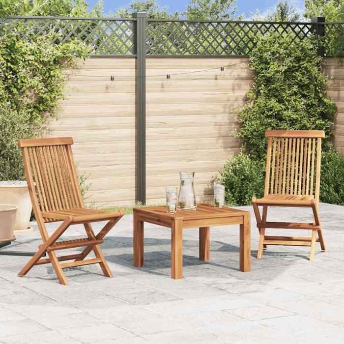 Chaises pliables de jardin chaises balcon pliante (lot de 2) Bois de teck solide LL499