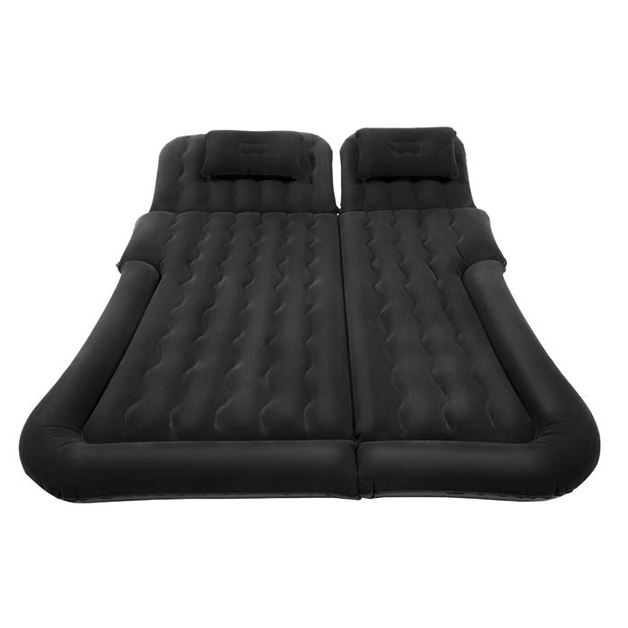 Matelas Gonflable Pliable 174x126cm Noir avec Pompe et Oreillers Capacité 250kg pour Voiture et Camping