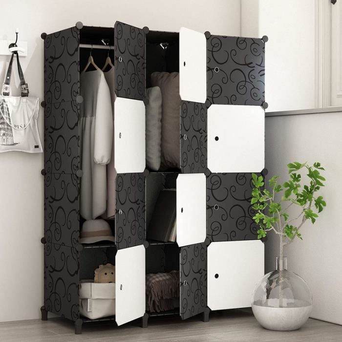 armoire de chambre cubes de rangement 4 étages,armoire portable diy 12 grille,105 x 45 x 140 cm