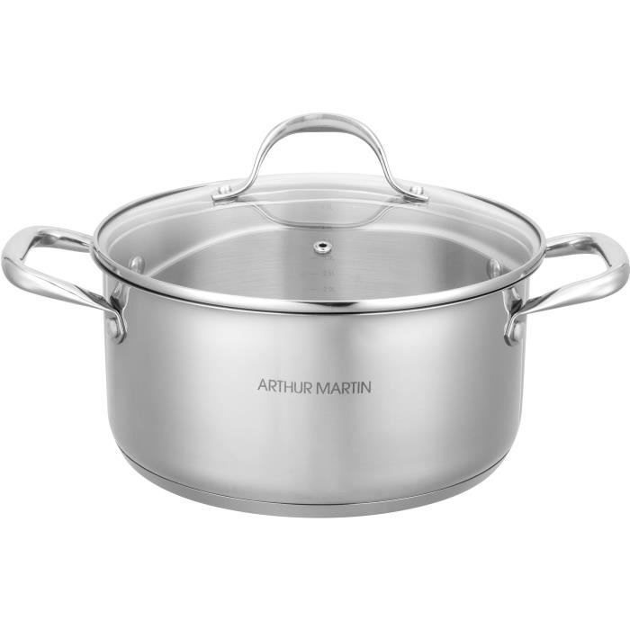 AM3549 Arthur Martin Marmite 24 cm avec couvercle – Acier Inoxydable – Tous feux dont induction