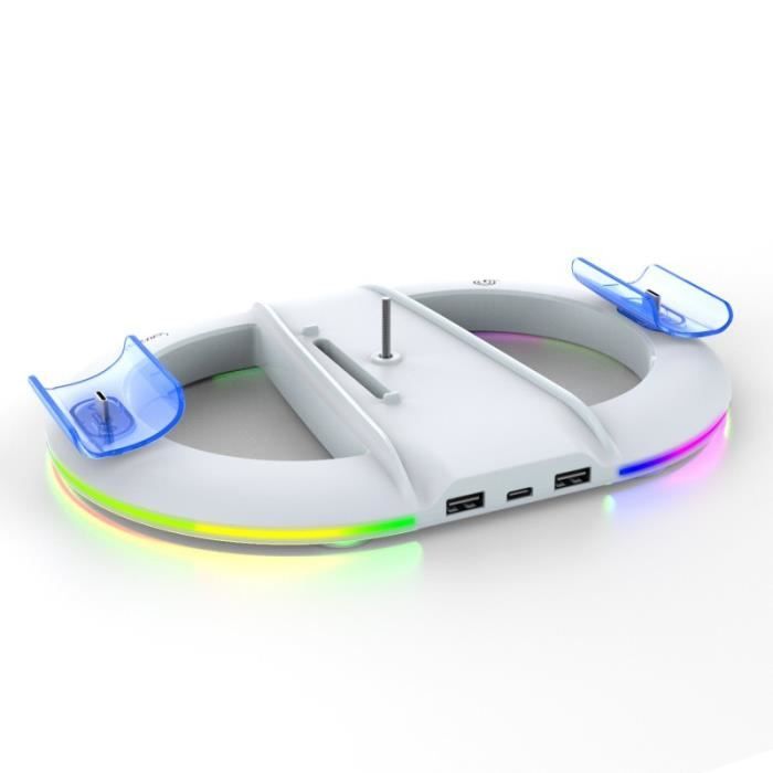 Support PS5 avec Ventilateur de Refroidissement et Support de Casque - Blanc - Mixte - PS5