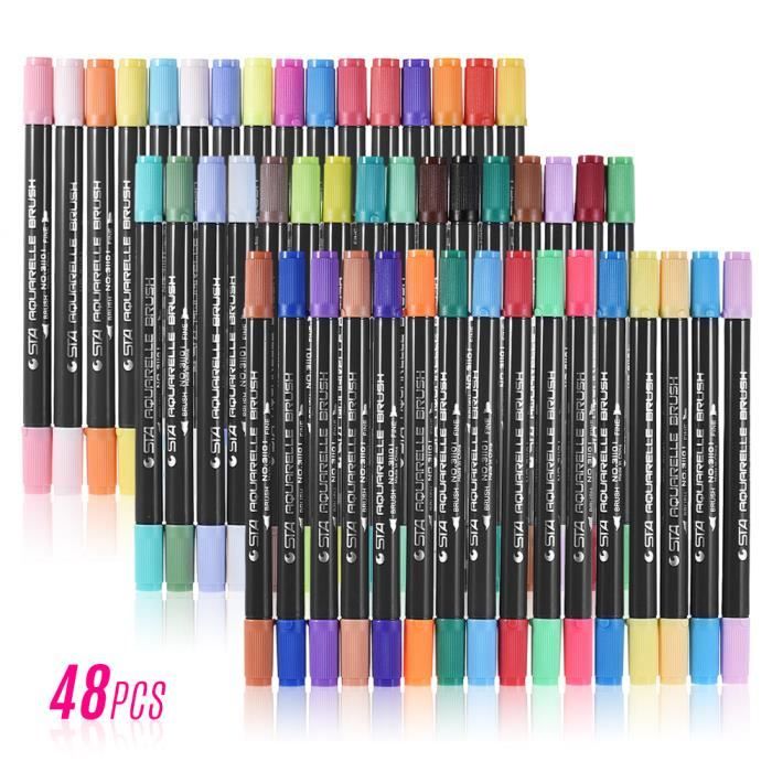 48 Couleursset Hydrosoluble Marqueur Stylo Double Tête Pour Dessin Graphique Manga Dessin