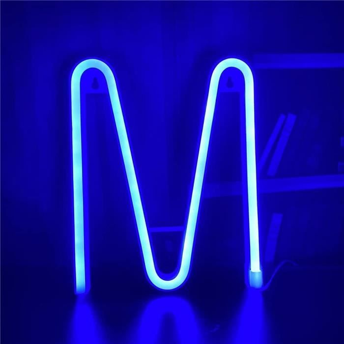 lumières artistiques à piles/USB magasin QiaoFei Lettres néon à LED bleu néon pour décoration artistique mariage B bar néon pour maison lettres de l'alphabet anniversaire 