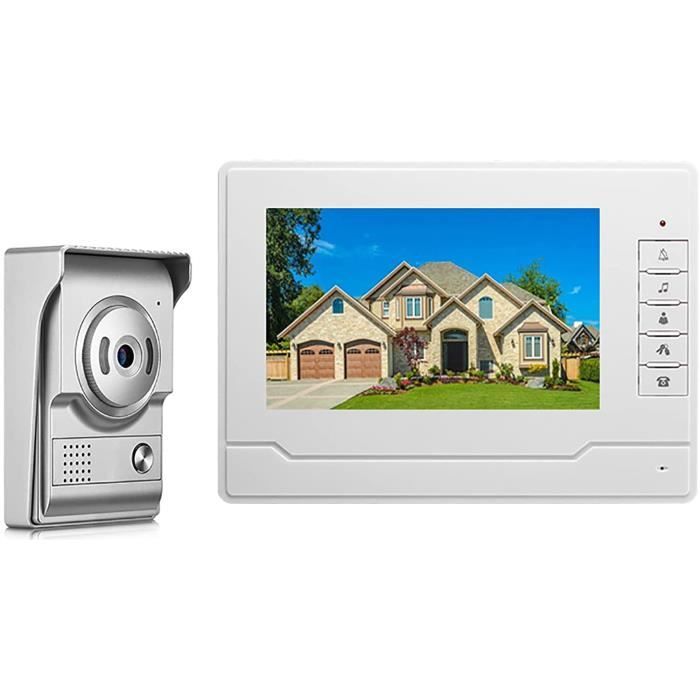 Visiophone Avec Caméra HD Et Moniteur 7″ – Kit Vidéo Pour Maison, Gris, Neuf