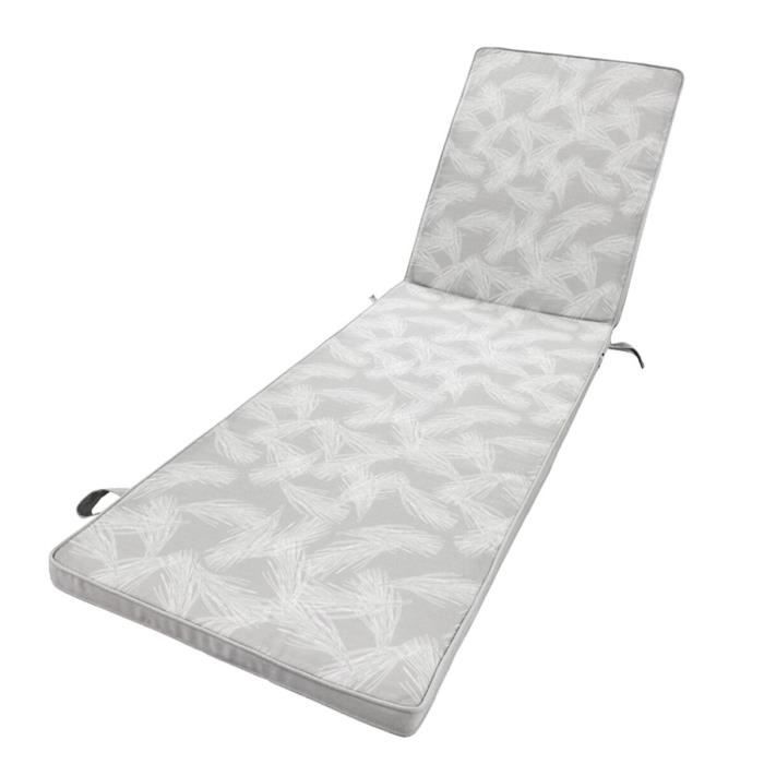Coussin Pour Chaise Longue 190x60cm - Rembourré Déhoussable En Coton, Idéal Jardin Et Extérieur (Blanc Et Gris)