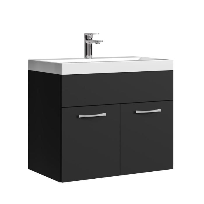 Meuble de salle de bain Montreal 01 60 cm lavabo Noir mat - Armoire de rangement Meuble lavabo evier Meubles
