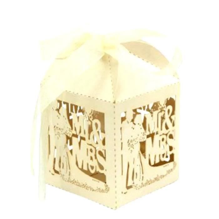 Lot De 50 Boîtes à Bonbons De Mariage Beiges Avec Poignée Et Ruban - Idéales Pour Fêtes Et Événements