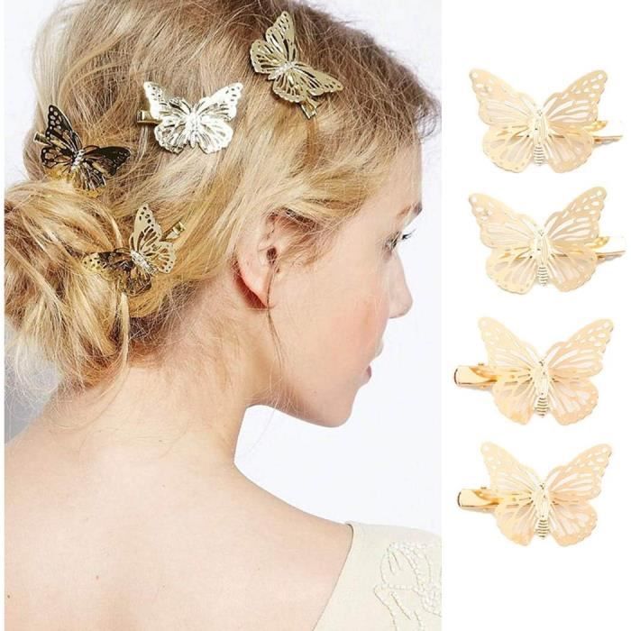 Lot De 4 Pinces à Cheveux (barrettes) - 2 Jaunes Et 2 Oranges, Longueur 4,3 Cm - Neuf Sans étiquette