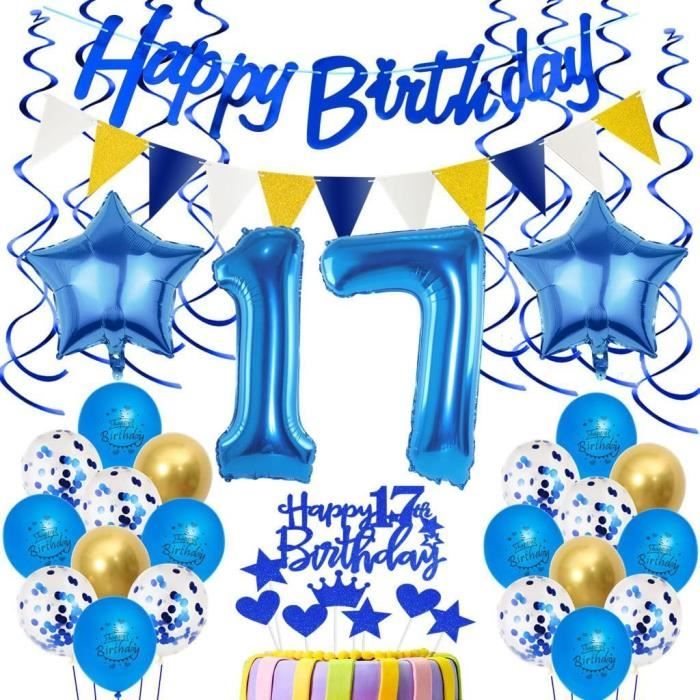 bleu-d-coration-17-ans-anniversaire-d-coration-g-teau-anniversaire-17