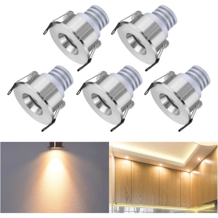 Lot de 5 mini spots LED encastrables 3 W Spot de plafond orientable