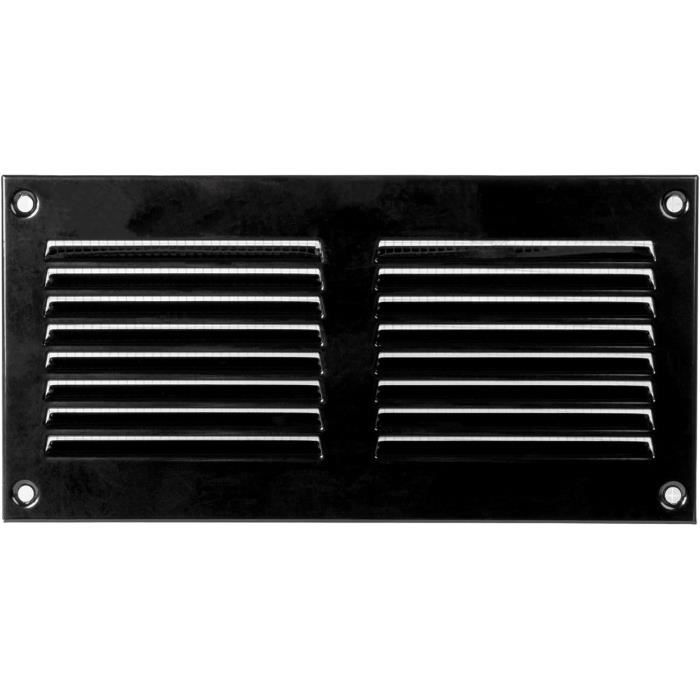 Lot De 2 Grilles D'aération Rectangulaires En Aluminium - 80 X 300 Mm - Noir - Pour Armoires, Armoire à Chaussures, Armoires