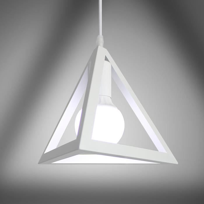 Suspension UNI Lustre Métal E27 Réglable - Blanc - WOTTES - Vintage - Industrielle - 1 ampoule - 40W