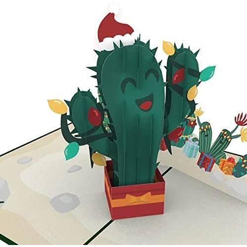 Carte popup de Noël Carte de Noël amusante 3D avec cactus pour