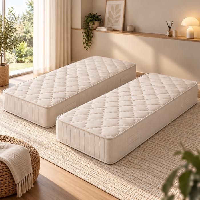 Lot de 2 Matelas 120x190 Tissu Ignifugé Hauteur 25 cm au Confort Trés Ferme - Mousse Extrémement Durable - anti feu 120 190 Lot de 2 Matelas 120x190 Tissu Ignifugé Hauteur 25 cm au Confort Trés Ferme - Mousse Extrémement Durable - anti feu 120 190