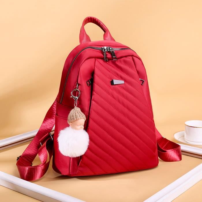 DEEVORCA Sac à Dos Femme Antivol Convertible – Bandoulière, Pompon Mignon, Imperméable, Gris