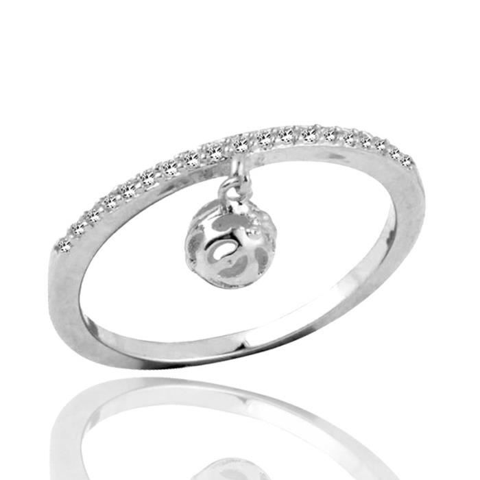 Bague Ronde Pour Femme - Bague Fete Danniversaire En Zircone Cubique
