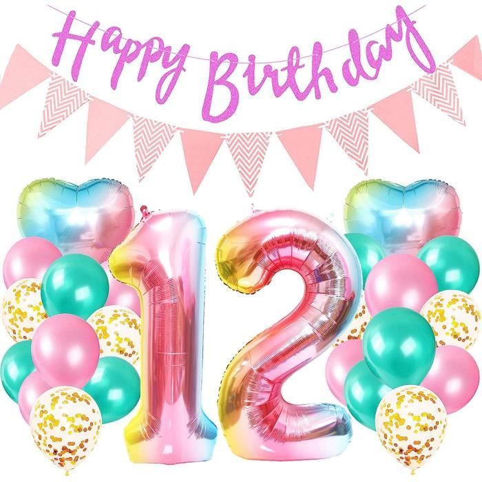 Du00e9coration D'anniversaire Pour Fille 8 Ans, Ballon 8e Anniversaire Rose Ballon Gu00e9ant 8 Ans