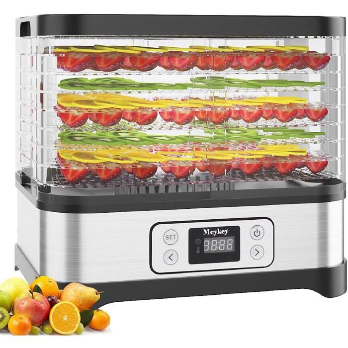 LCD Hopekings Déshydrateur Alimentaire 8 Plateaux Déshydrateur Fruits et Légumes 400W avec Thermostat Réglable Argent 