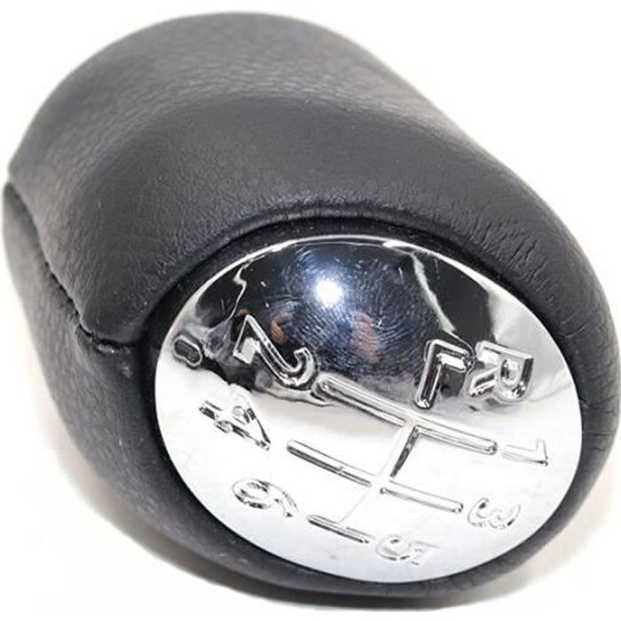 Pommeau Levier Vitesses Renault Koleos/Laguna - Cuir Et Chrome Mat, 6 Vitesses
