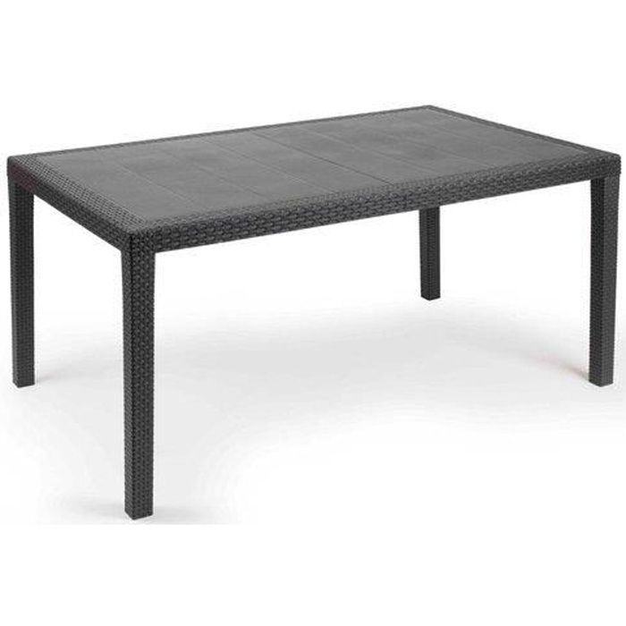 Table dextérieur Imola - DMORA - Table rectangulaire fixe - Polypropylène - Noir - 138x78h72 cm - Anthracite