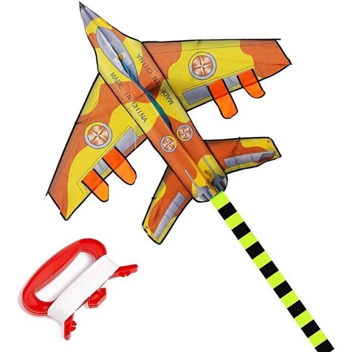 Cerfs-Volants Avion De Chasse – Lot De 2 Grands Modèles Avec Queue De 145 Cm Et Ligne De 100 M – Idéal Plage Et Plein Air