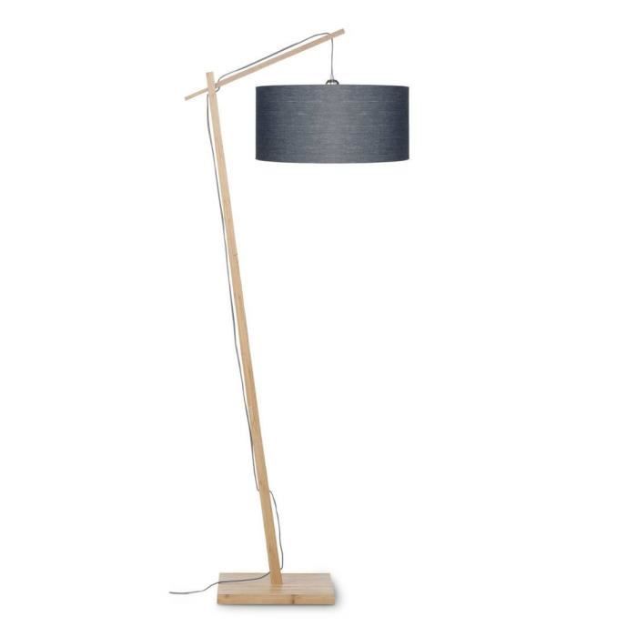 ANDES-Lampadaire Bambou & Lin Naturel H176cm gris anthracite Good & Mojo