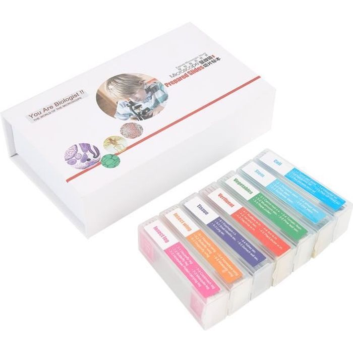 BOYOU Ensemble De Spécimens De Laboratoire De Lames De Microscope Préparé En Verre De Biologie 35Pcs