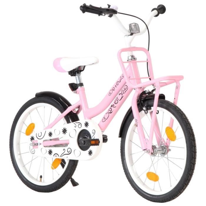 TENDANCES 2021 - Vélo enfant avec porte-bagages Vélo de Ville | avant 18 pouces Rose et noir GIF96205