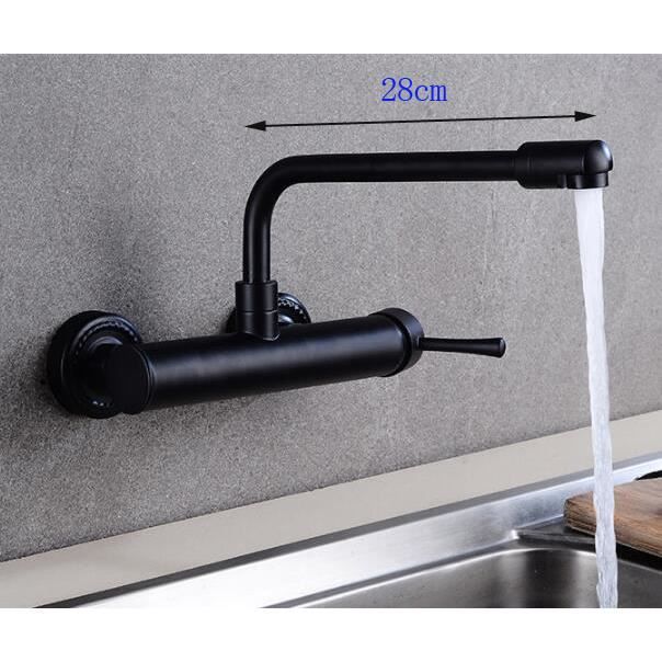 Robinet Lavabo Mural Phasat - Laiton Noir - Bec Rotatif 360° - Mitigeur Élégant Pour Salle De Bain