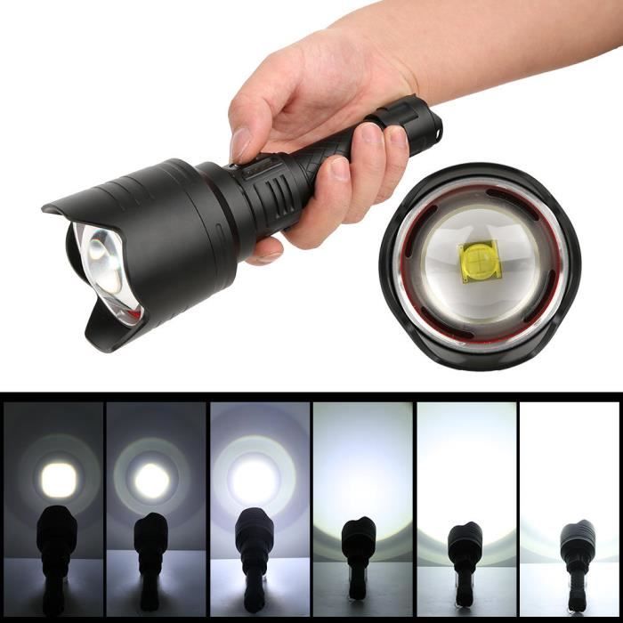 Lampe de poche tactique multifonction Portable portant une torche longue  portée Lampe de poche en alliage d'aluminium, lampe de