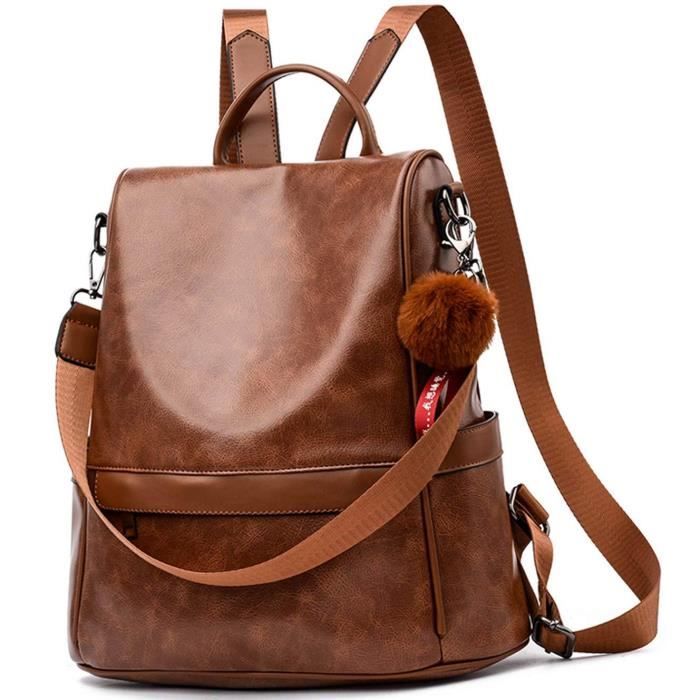 ECOTISH Sac à Dos Femme Anti-vol Sacs À Bandoulière PU cuir Sac a dos  Étanche En PU cuir Sacs D'école (marron2) - Cdiscount Bagagerie -  Maroquinerie