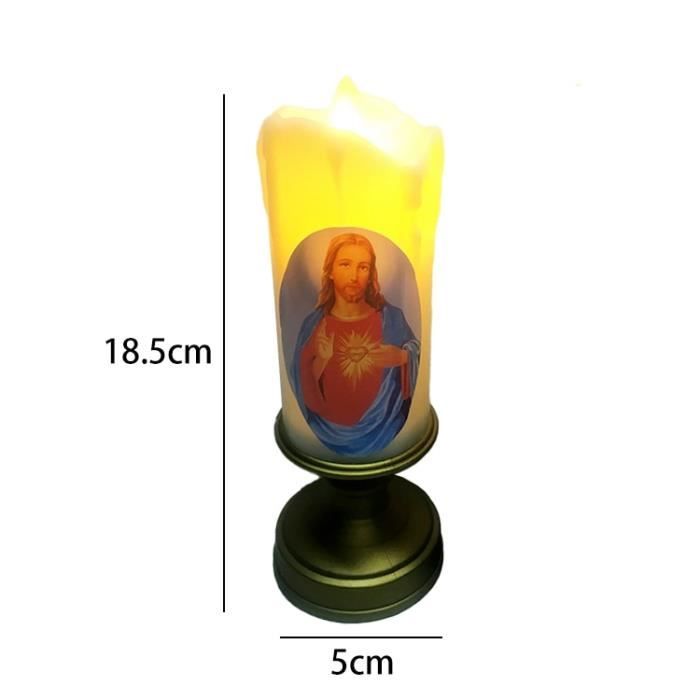 L01 Bougie Led électronique sans flamme avec chandelier, bougie de prière  de jésus vierge, lampe à thé, décor