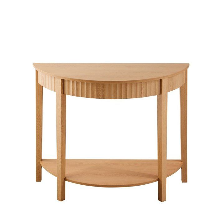 CALICOSY - Console arrondie avec effet vague à 2 niveaux H76 cm - BOLOGNE - Bois clair