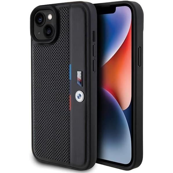 Étui basique - CG MOBILE - BMW BMHCP15M23PUPVK - Coque rigide - Tricolore perforée - iPhone 15/14 Plus