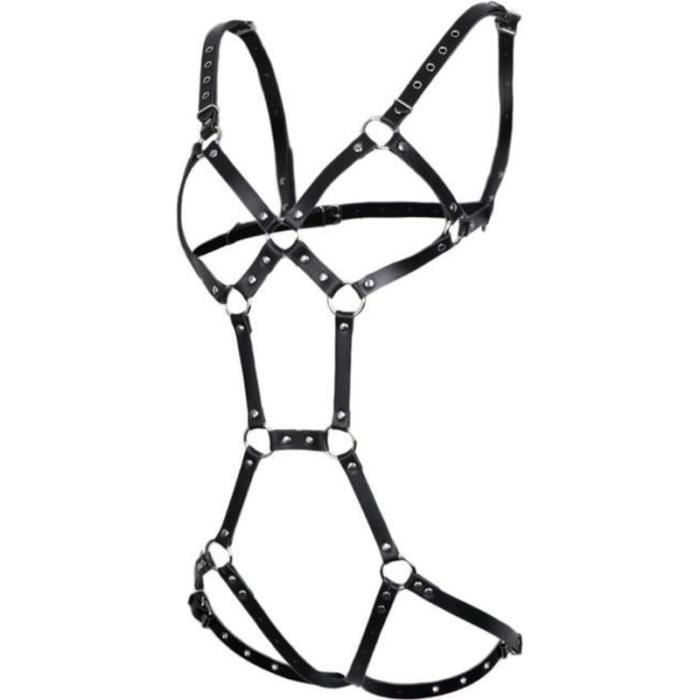Meilleurs prix pour HARNAIS ANIMAL Le harnais complet gothique ajustable en cuir pour femme crée une lingerie avec bandoulière