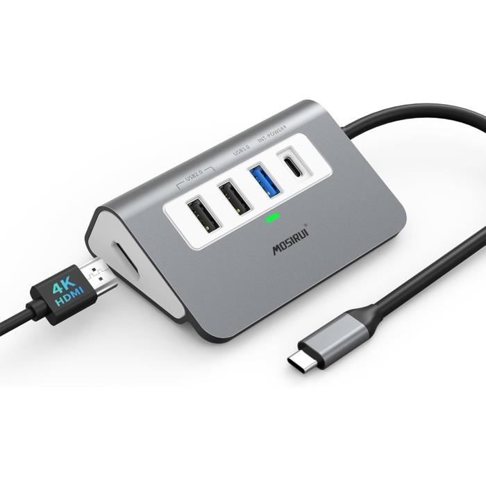 Visulong Hub USB Rotatif 4 En 1, Portable, Rotation à 180