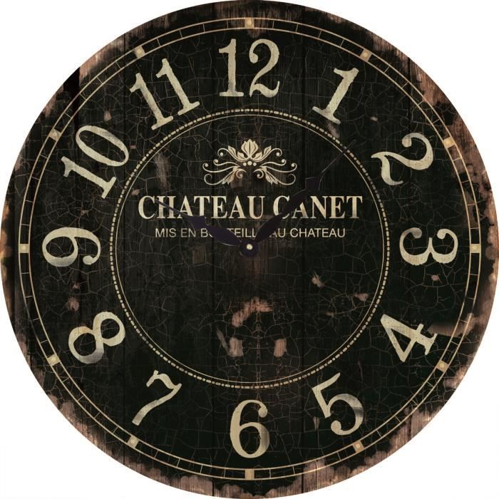 Horloge Mural Esprit Original Vintage Vieilli Chateau Canet Noire Class Deco Cdiscount Maison
