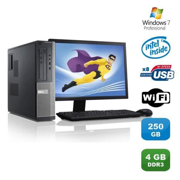 Lot PC DELL Optiplex 3010 DT G640 2.8Ghz 4Go 250Go Graveur WIFI W7 Pro +Ecran 17